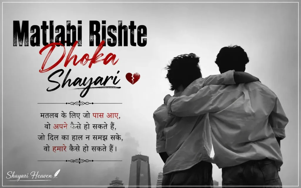 50+ Matlabi Rishte Dhoka Shayari in Hindi | Shayari Heaven Matlabi Rishte Dhoka Shayari